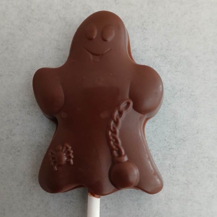1 SUCETTE FANTÔME en chocolat ALTERNATIVE au lait (sans lait) BIO vegan sans allergènes Exquidia : 20g