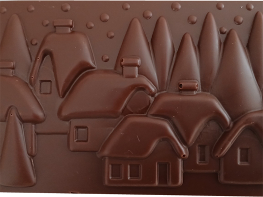 Grande tablette Village de Noël en chocolat ALTERNATIVE au lait (sans lait) BIO vegan sans allergènes Exquidia : 100g