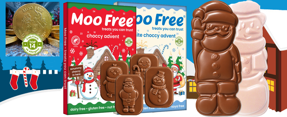 Moo Free : chocolats festifs et inclusifs, sans les 14 allergènes majeurs, pour que personne ne se sente mis de côté.